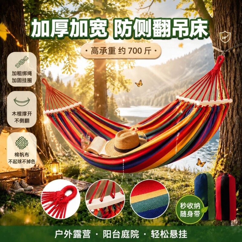 【露营必备】户外加厚防侧翻吊床图片