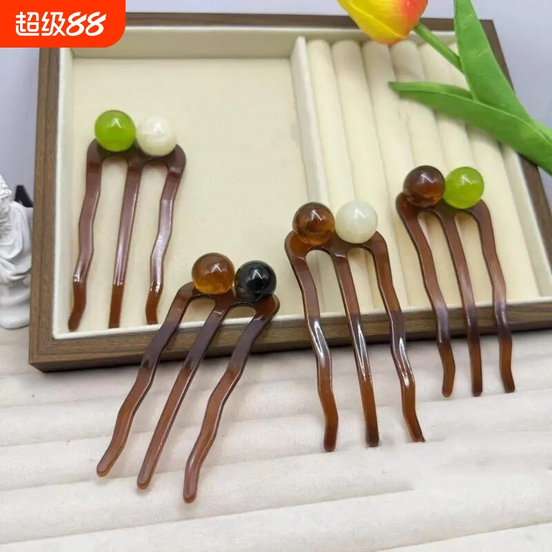 复古新中式U型发簪女高级感丸子头盘发头饰2025新款簪子气质发饰