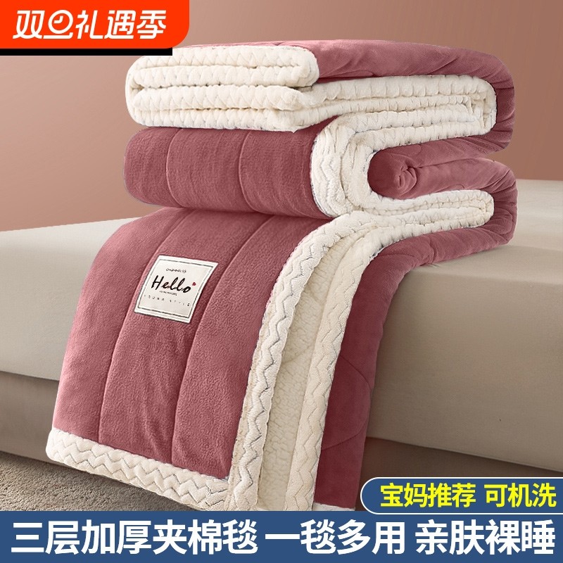 加厚毛毯冬季珊瑚绒沙发盖毯子羊羔绒秋冬被子床单加绒毛绒午睡