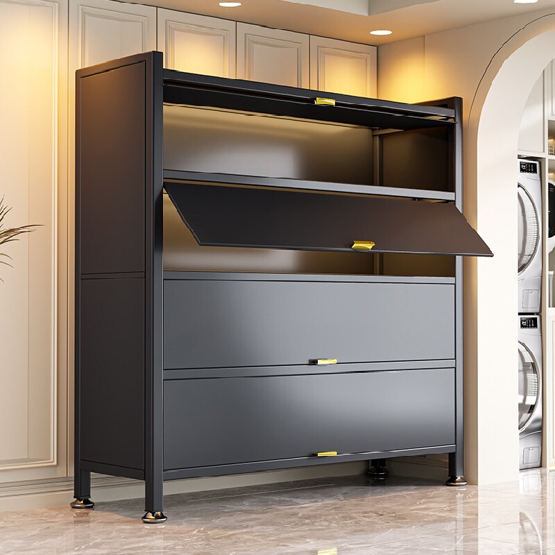 家用收纳柜户外储物柜靠墙一体杂物柜子防晒防尘铁皮柜阳台置物架