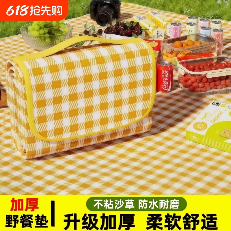 户外露营特厚便携可折叠野餐垫防潮垫加厚露营垫公园草地毯子地垫