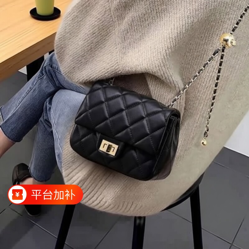 小香风包包女2026新款洋气高级感时尚小金球菱格链条包单肩斜挎包