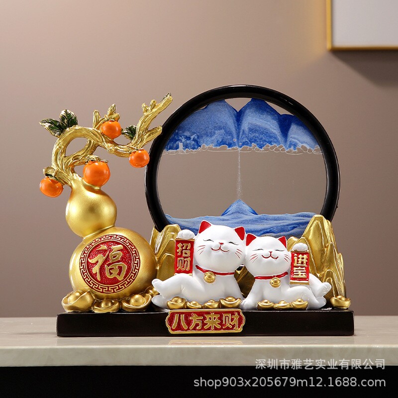 柿柿如意葫芦流沙画招才摆件客厅电视柜酒柜开业礼物乔迁新居