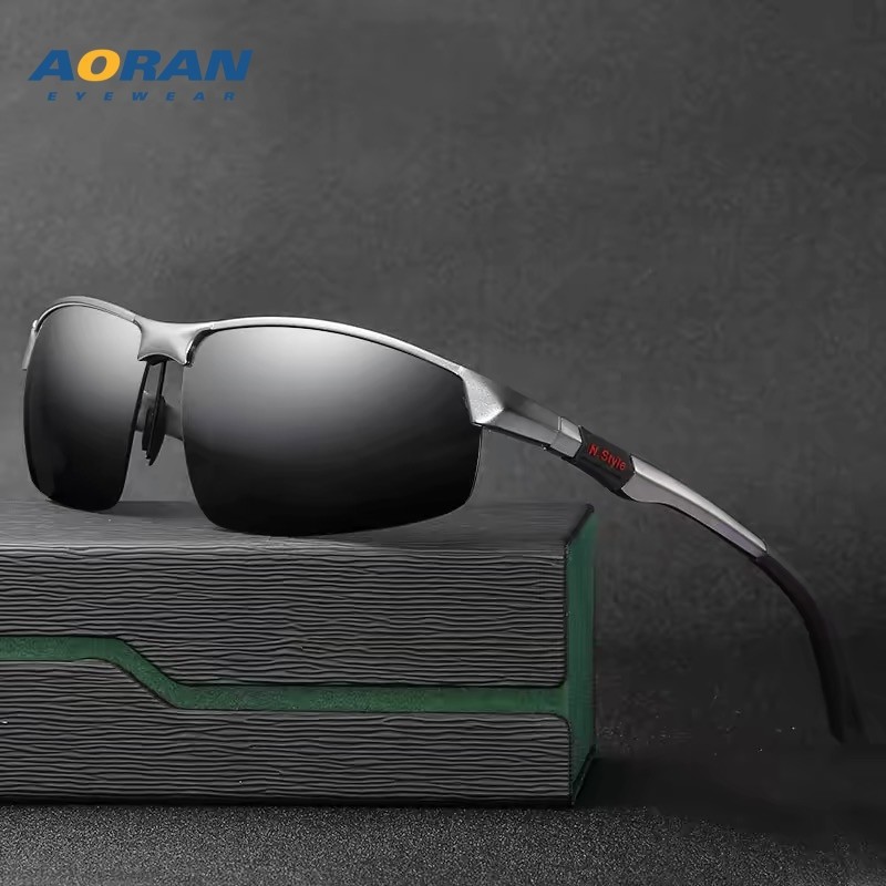 时尚太阳镜运动偏光纯铝镁变色墨镜男防强光驾驶镜钓鱼镜骑行眼镜