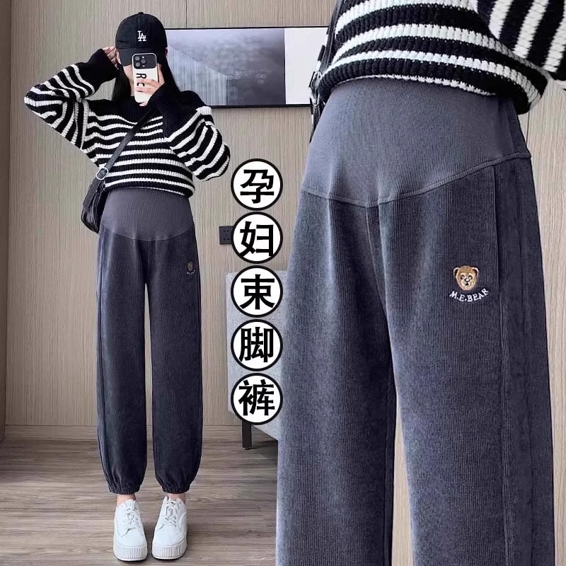 孕妇加绒卫裤春秋冬款宽松