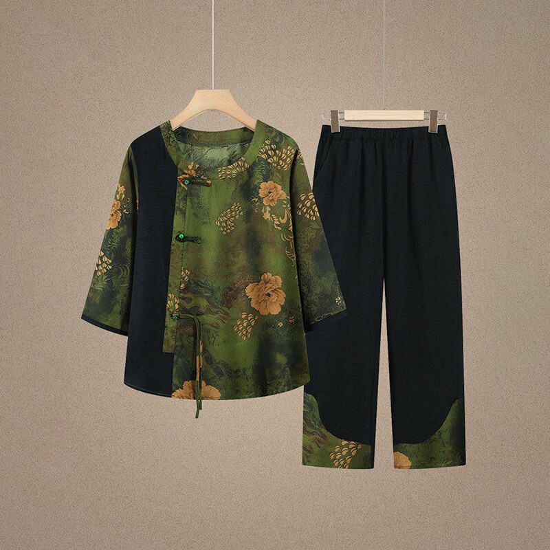 老年人夏装衬衫女奶奶新款上衣服老太太妈妈新中式套装洋气实用