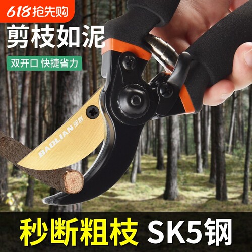 进口SK5强力园艺剪不锈钢省力修剪枝果树粗枝树枝专用剪子枝剪