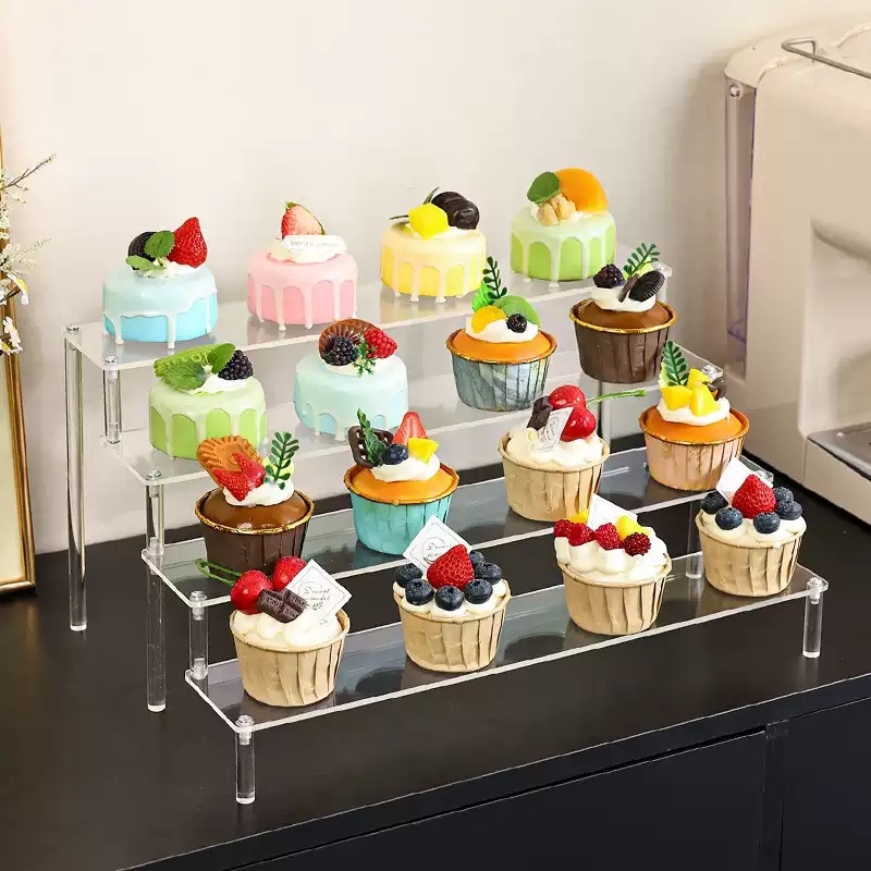 甜品台展示架纸杯蛋糕摆件摆台置物架桌面透明甜甜圈阶梯式收纳架