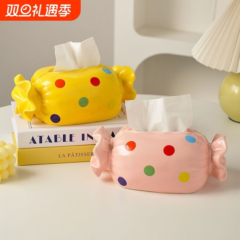 搪胶耐摔糖果纸巾盒客厅高级感轻奢收纳抽纸盒创意餐桌摆件