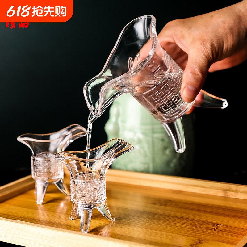 仿古玻璃爵杯白酒杯分酒器套装帝王杯小酒杯复古公爵杯一口杯酒樽