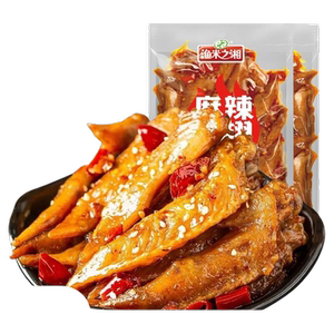 渔米之湘五香麻辣鸡翅尖200g卤味凤翅开袋即食冷吃下酒菜休闲零食