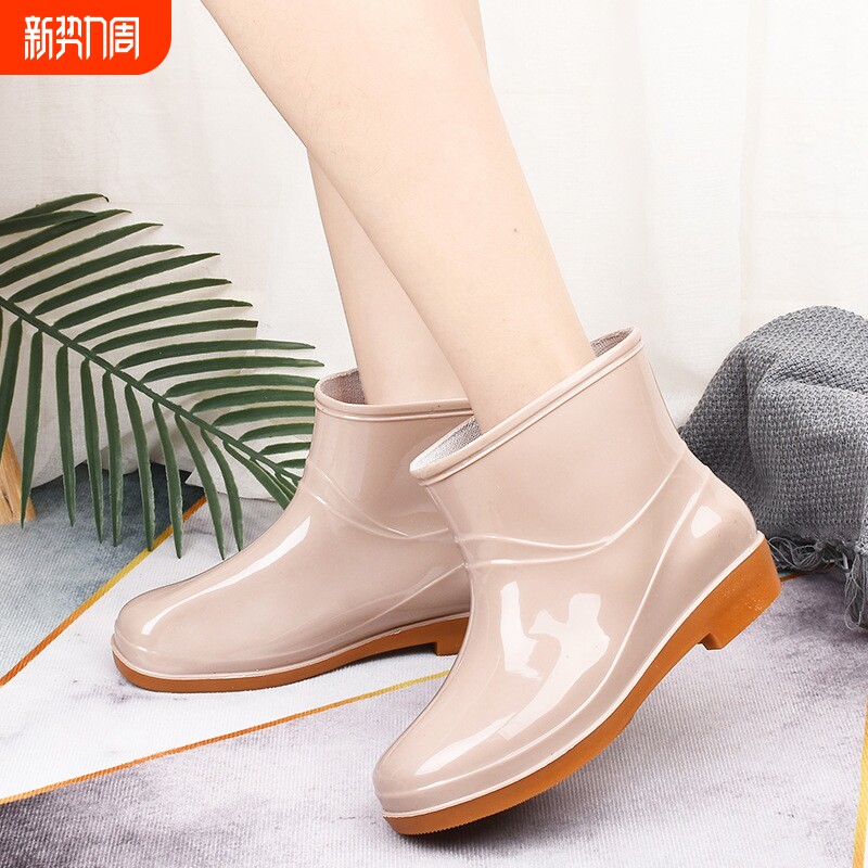 雨鞋女防水防滑水鞋耐磨厚底雨靴成人胶鞋厨房舒适保暖干活半桶鞋