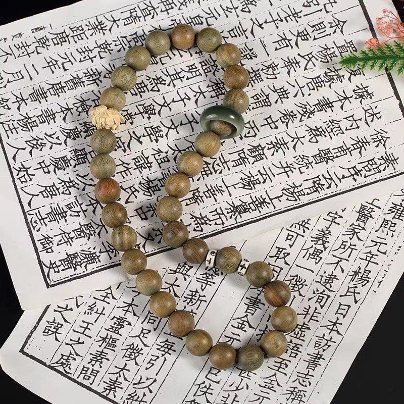 天然绿檀木手串手持李莲花楼手链跑环檀香盘玩佛珠男士女饰品双圈