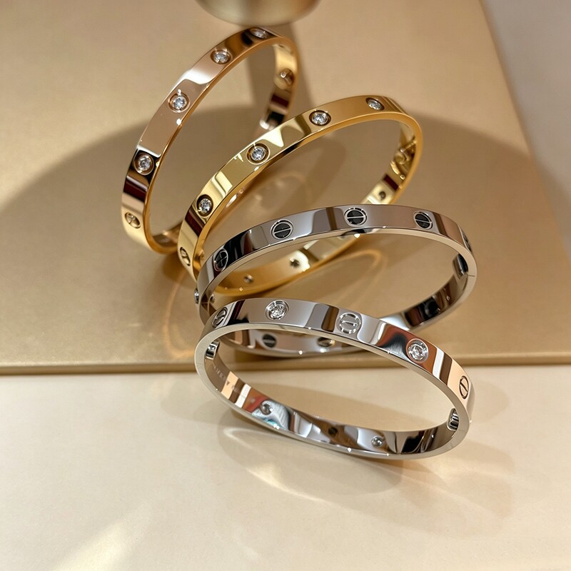 经典love手镯女18K玫瑰金轻奢简约时尚百搭高级感不掉色钉子手环图片