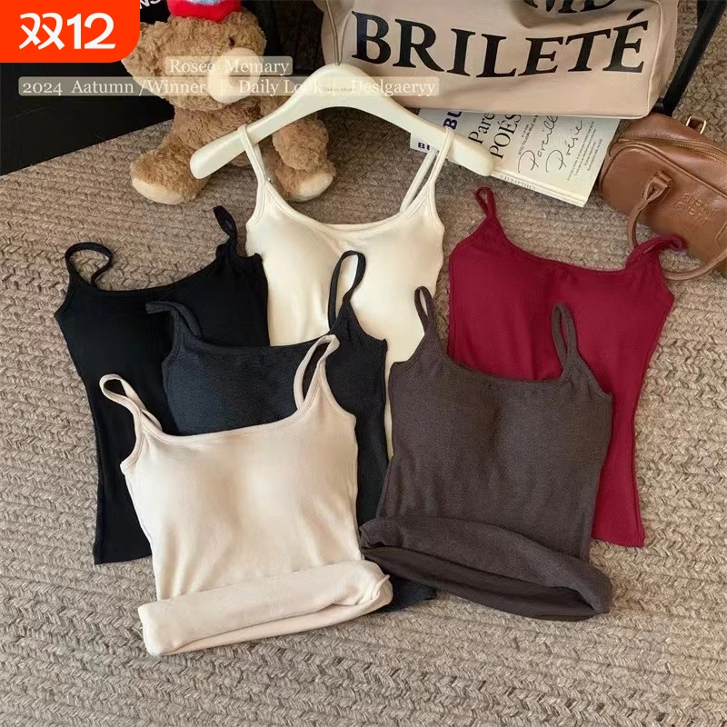 春夏吊带背心式胸罩女2024美式新款西装内搭高级感带胸垫打底上衣
