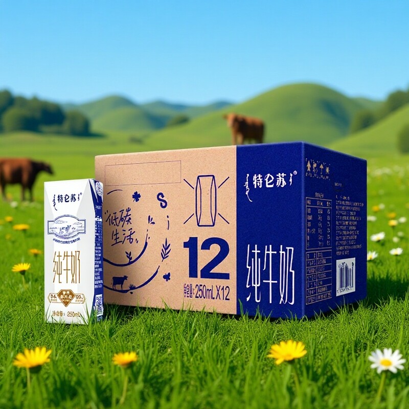 3月蒙牛特仑苏利乐钻纯牛奶250ml*12盒营养早餐牛奶无手提