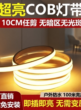 220v防水cob灯带led灯条自粘客厅超亮嵌入式店铺商用软灯条插电