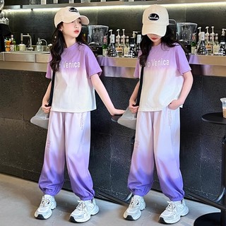 女童夏季套装2025女孩大童新款洋气网红炸街夏装冰丝速干运动服装