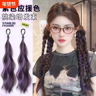 挑染双马尾假发辫子女多巴胺紫色麻花辫量神器编发发束长辫子发型