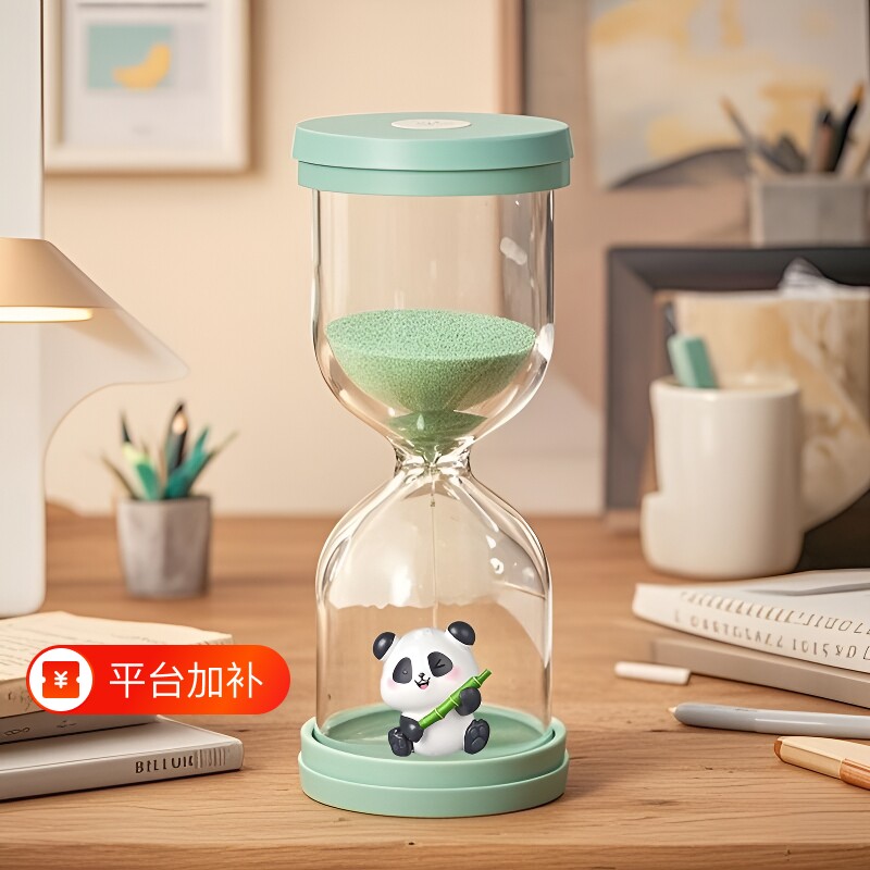 熊猫卡通沙漏计时器防摔3-30分钟吃饭耳兔桌面装饰摆件儿童房刷牙