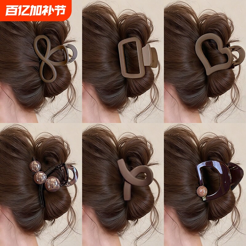 发量少抓夹中号头发女高级感2026新款发夹后脑勺盘发鲨鱼夹子头饰