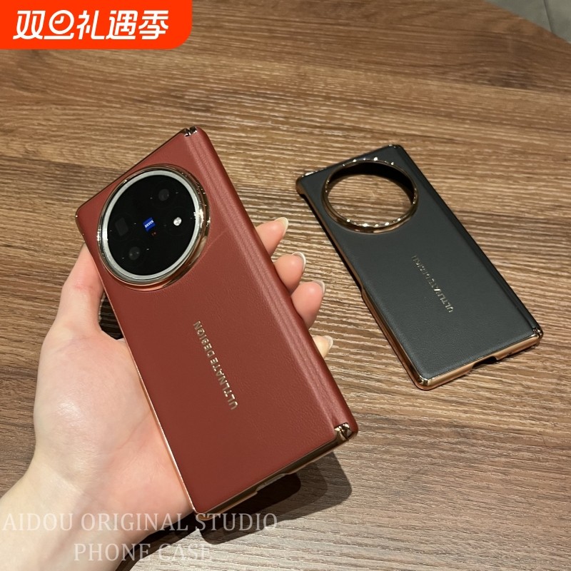 适用vivoXFold5手机壳新款折叠屏高端商务素皮荣耀Magic V5全包防摔高级感简约时尚xfold5保护套V3