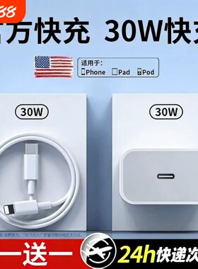 PD30W快充充电头iphone16promax充电器头适用于苹果15pro正品13/14原mx快充12手机11数据线xr编织ipad套装x