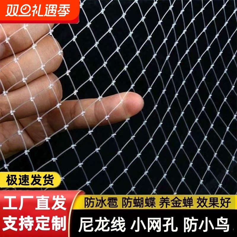 小孔阳台防鸟网蝴蝶果园天网果树樱桃葡萄防鸟罩尼龙金蝉养殖网纱