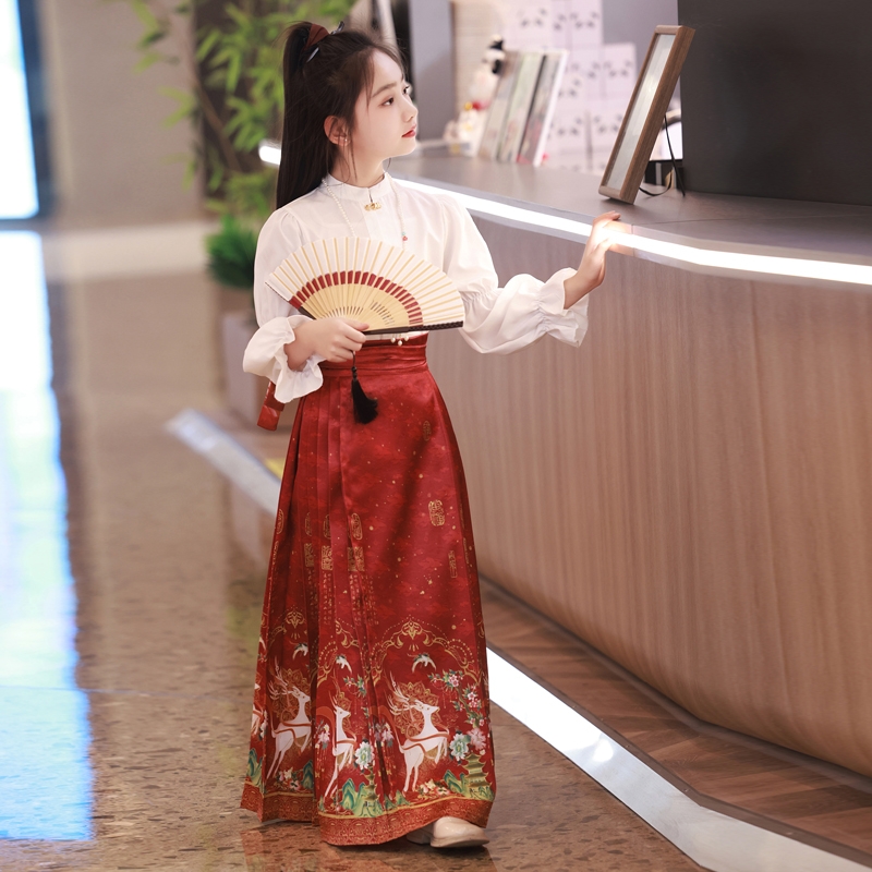 女童马面裙套装2024新款