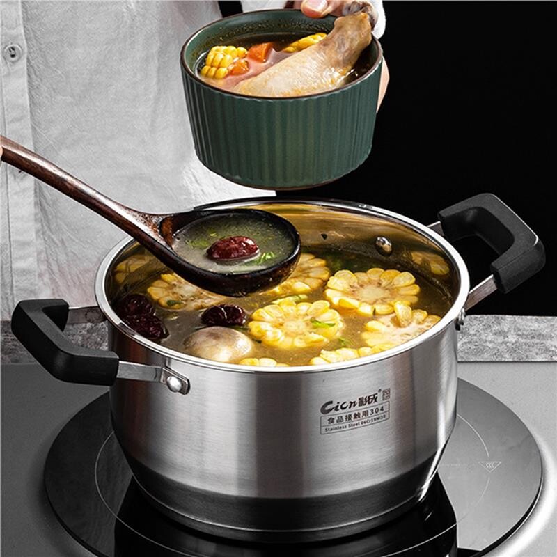 苏泊尔德国304不锈钢汤锅家用加厚双耳炖锅复合锅底电磁炉瓦斯a1