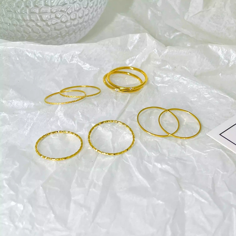 叠戴戒指2025新款爆款素圈戒指极细戒指女轻奢高级感食指戒指尾戒