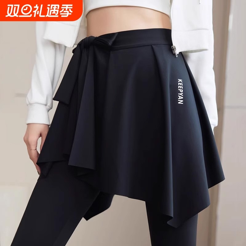 孕妇下摆裙屁帘鲨鱼裤遮臀裙罩小个子运动健身瑜伽秋装可调节