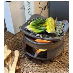 手作日式烘烤炉陶瓷熏香植物雪松香薰炉烤茶炉桌面摆件加热温茶炉