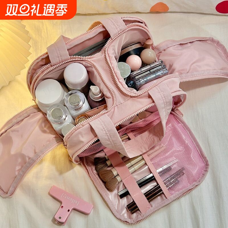 粉色化妆包女2025新款高端升级口袋分区旅行洗漱收纳包便携大容量