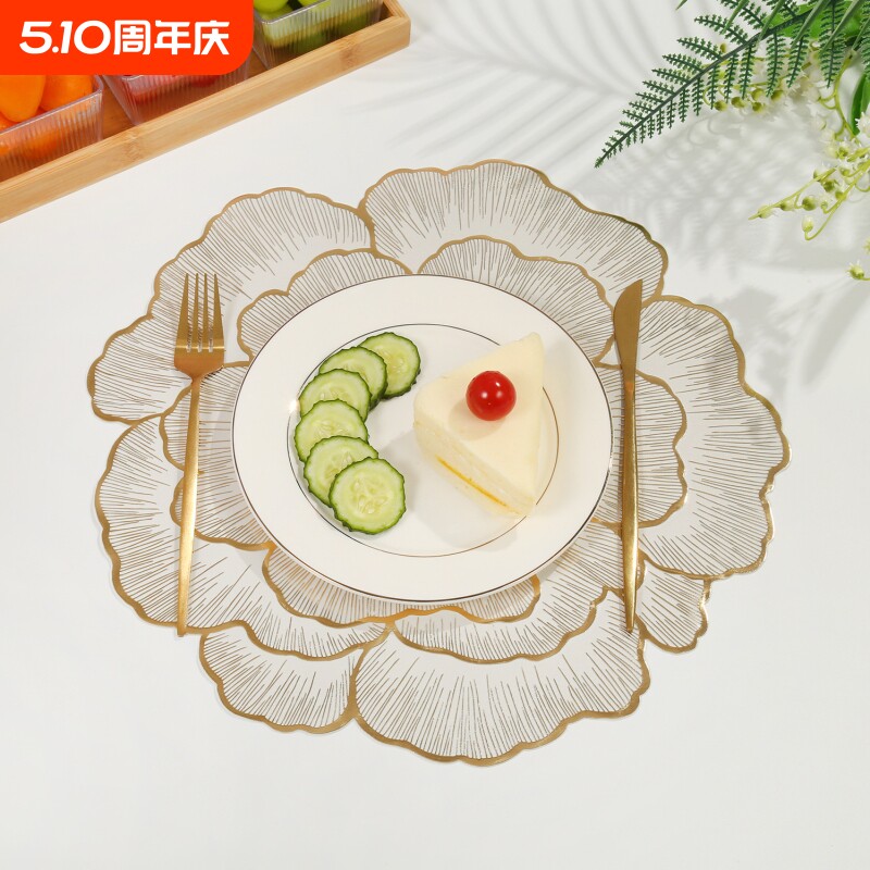 创意餐垫家用客厅高颜值牡丹花装饰垫餐厅防滑隔热西餐垫防烫防水