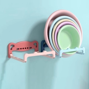 可折叠壁挂脸盆架浴室厕所洗澡脚盆收纳沥水架卫生间免打孔置物架