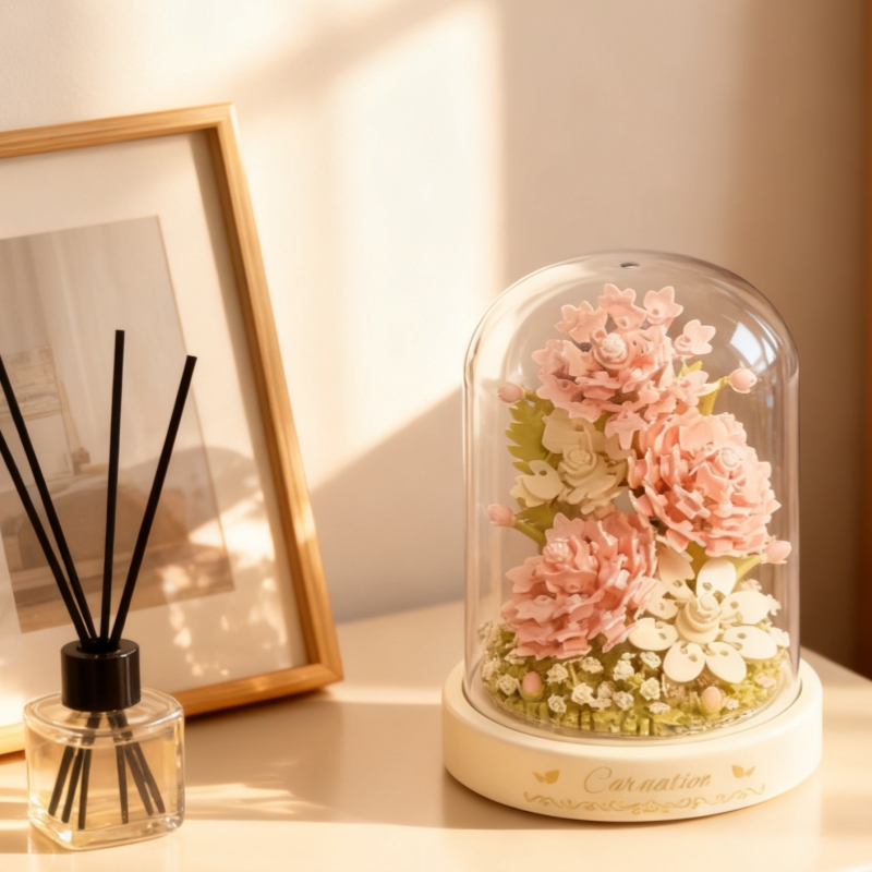 兼容乐高永生积木玫瑰花束拼装玩具樱花盆栽手工diy送女孩子礼物