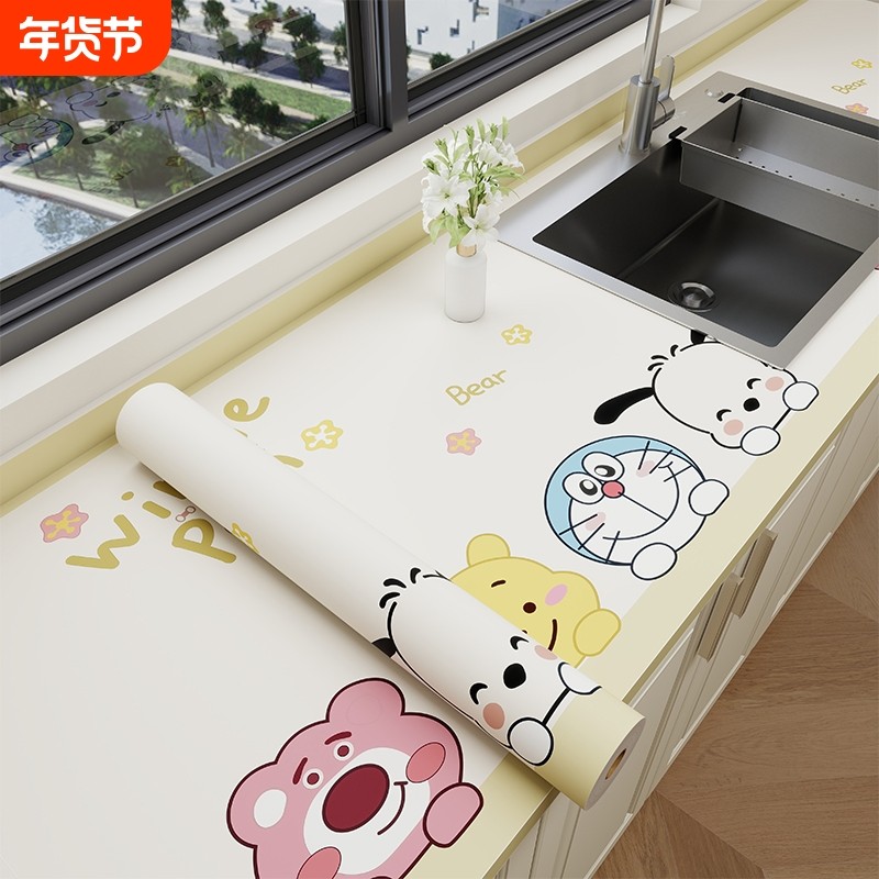 卡通厨房防油贴纸自粘灶台面防水耐高温防烫不防火翻新加特厚墙纸