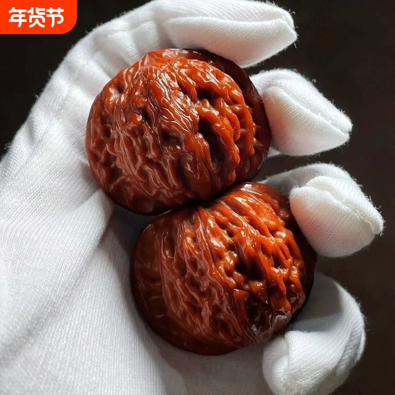 文玩核桃四座楼把玩手把件官帽血麒麟纹古玩盘玩手串男闷尖包浆