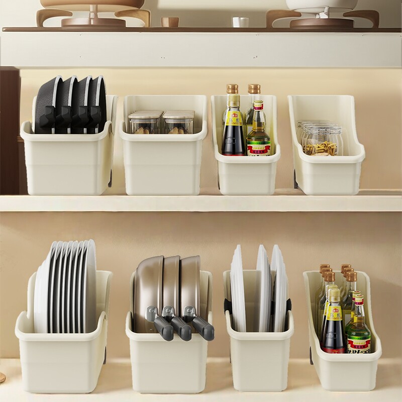 厨房收纳盒收纳架多功能置物架塑料带滑轮调料品架子内置橱柜台面
