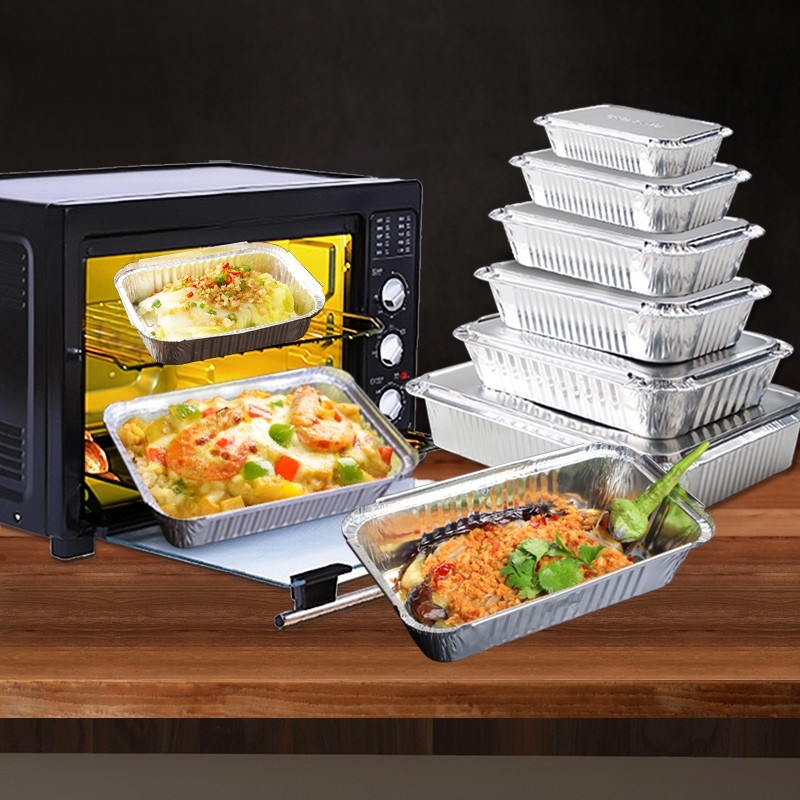 锡纸盒一次性锡纸空气炸锅专用盘碗烧烤烤箱家用铝箔餐盒长方形