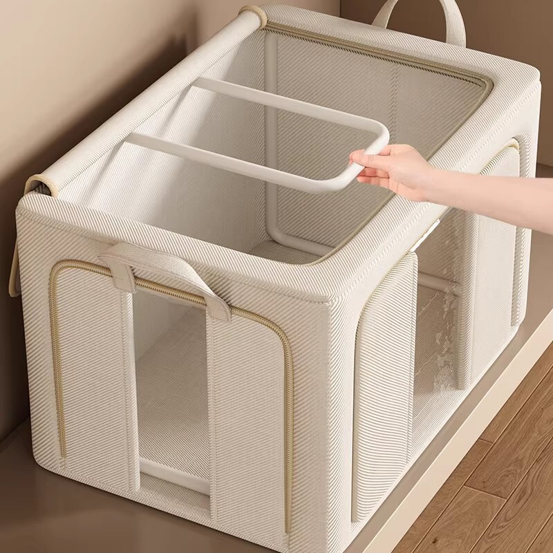 棉麻羽绒衣服收纳箱布艺家用折叠百纳箱衣柜被子衣物大容量超大