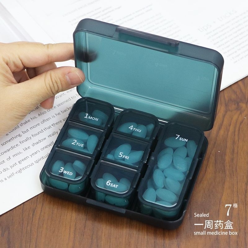 便携式分装药盒7天药片小号迷你随身旅行一周星期药品药丸收纳盒图片