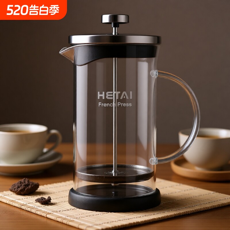 法式法压壶咖啡壶手冲过滤杯打奶泡器具茶壶玻璃滤压壶加厚咖啡