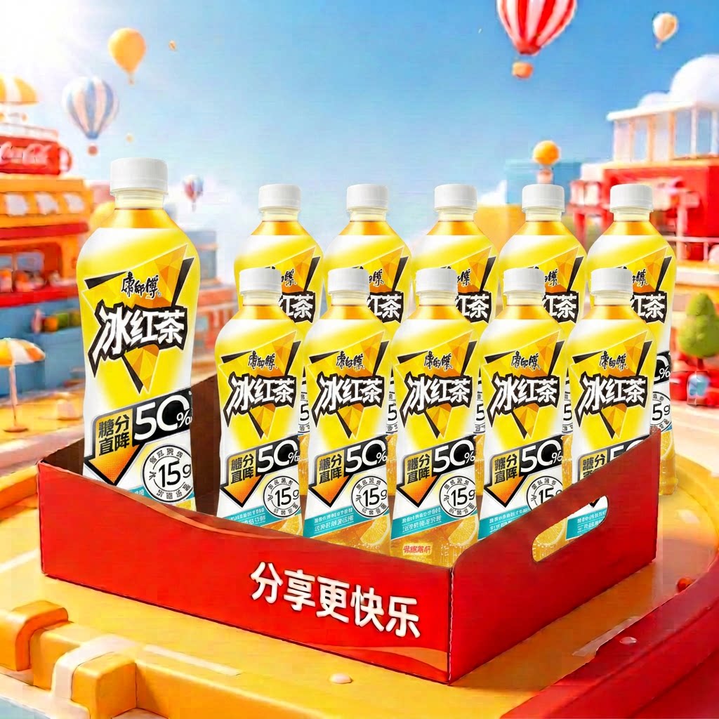 康师傅冰红茶低糖高纤500ml*3/6/12瓶饮料大瓶水果味茶网红饮品