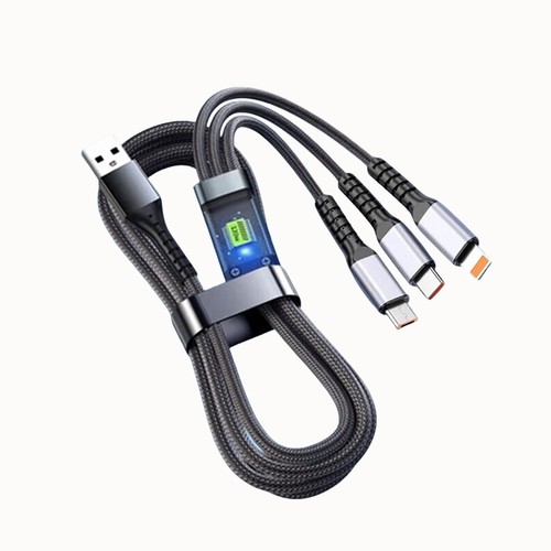 100W快充数据线适用苹果华为一拖三手机充电线1.2米单条装