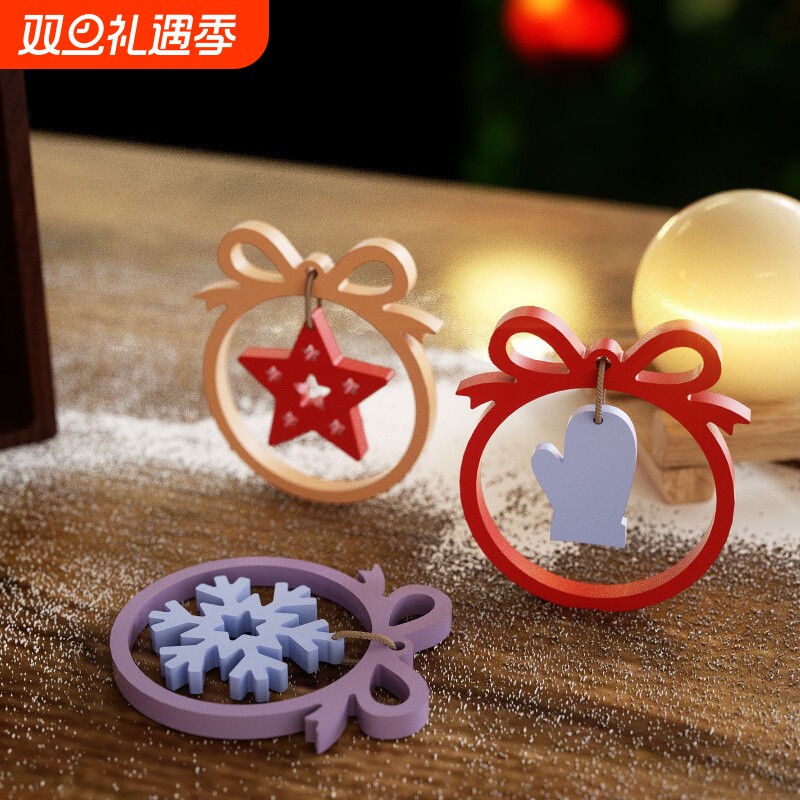 diy水晶滴胶圣诞挂牌硅胶模具圣诞树雪花雪手套蝴蝶结挂件钻石