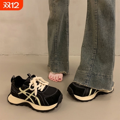 厚底加绒老爹鞋女2025新款秋冬季女鞋子网红百搭阿甘鞋休闲运动鞋