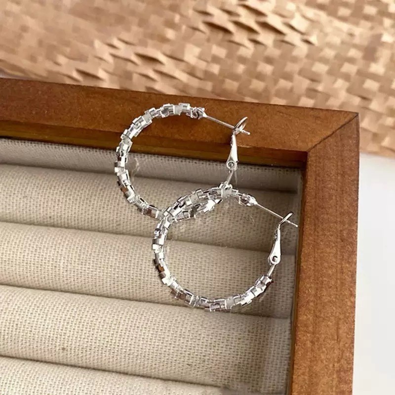 简约时尚碎银子圆圈耳环小众设计感耳饰女2025新款爆款高级耳饰