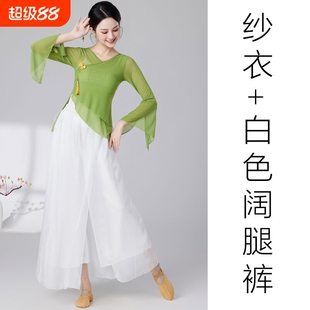 新款2025古典舞身韵飘逸纱衣演出服女民族风仙女练功服舞蹈上衣女